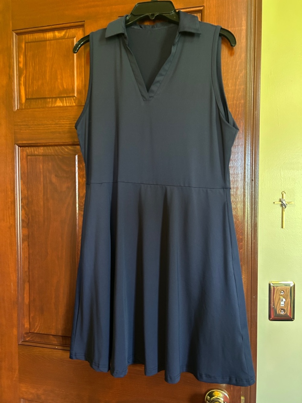 Sleeveless Navy Collared Fit-and-Flare Tennis Dress